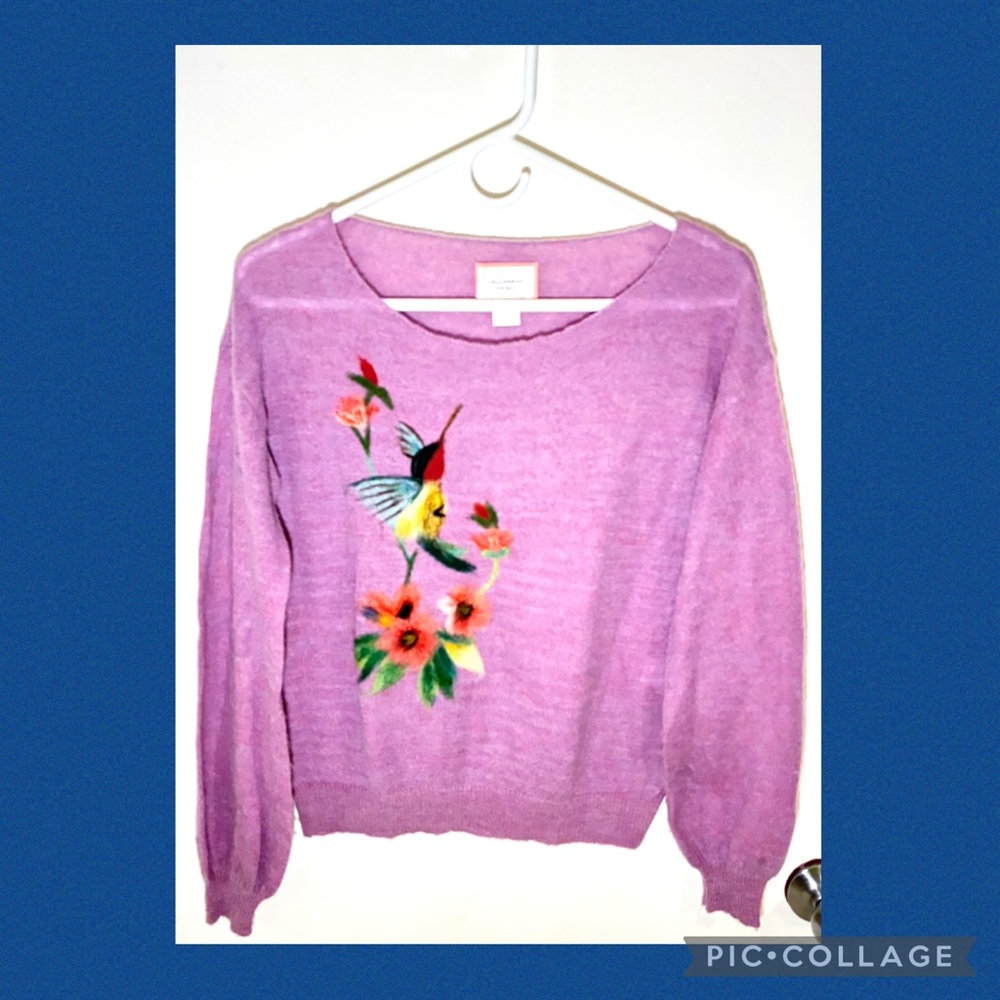 Saccharine New York Hummingbird Floral Sweater